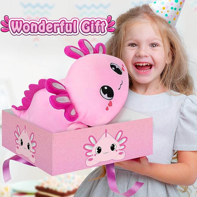 Officygnet Axolotl Plush, 13" Soft Stuffed Animal Plush Toy, Cute Axolotl Plushies Pillow, Kawaii Plushies Dolls for Kids, Pink Axolotl Gift for Girls Boys