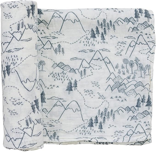 Mebie Baby Summit Muslin Swaddle, Modern and Neutral Swaddle Blanket for Baby Girl or Boy, Soft Baby Blankets, Newborn Swaddle Blanket, 0-3 Month, Comfy Wrap, Baby Essentials & Gifts