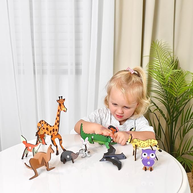 Butterfly EduFields 3D Wooden Animal Puzzles for Kids for Age 2-4 Girl & Boy | Birthday Gift for Kid Ages 2,3,4 Years | Educational Toys for Kids 2,3,4 Years | DIY Craft Kit