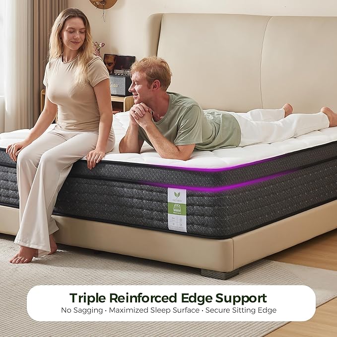 Yantan Twin Mattress 10 Inch Twin Size Hybrid Mattress with Memory Foam and Pocket Spring for Spine Support & Cooling Comfort, Medium Firm Mattresses, Certified Safe and Fiberglass-Free