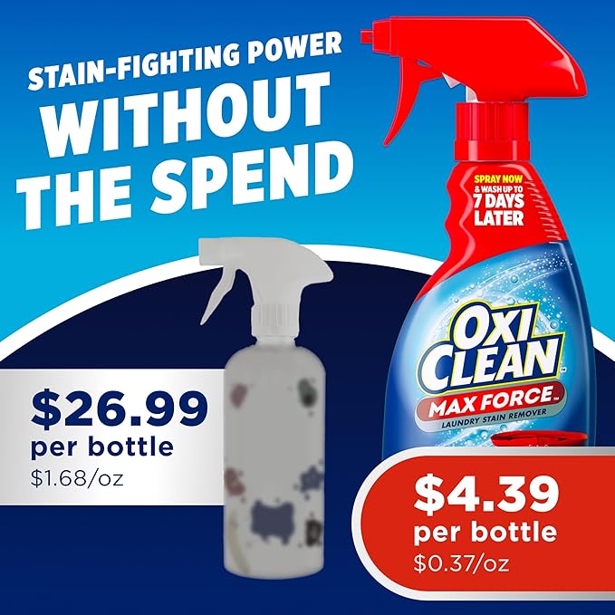 OxiClean Max Force Laundry Stain Remover Spray, Newborn & Baby Essentials, Stain Treater, 12 fl oz, 3-Pack