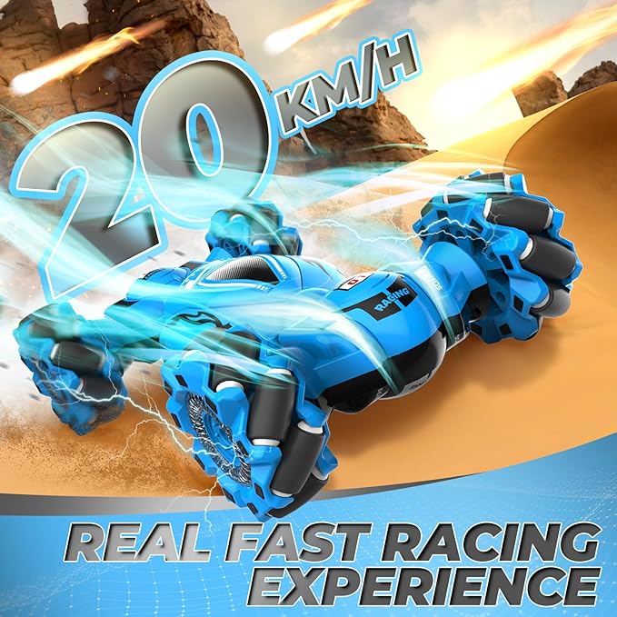 Dysaim Gesture RC Car, Gesture Sensing RC Stunt Car Toys for Kids 6-12 yr, 2.4GHz 4WD Hand Remote Control with Lights Music, Off-Road 360° Rotation Drift for Birthday Toy Gifts
