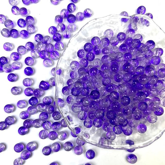 280 PCS Glass Beads, 6mm Round Crackle Crystal Bead for Jewelry Making, Loose Beads for Bracelet Craft Necklace Earring Making Wine Charms Wind Chimes, Purple