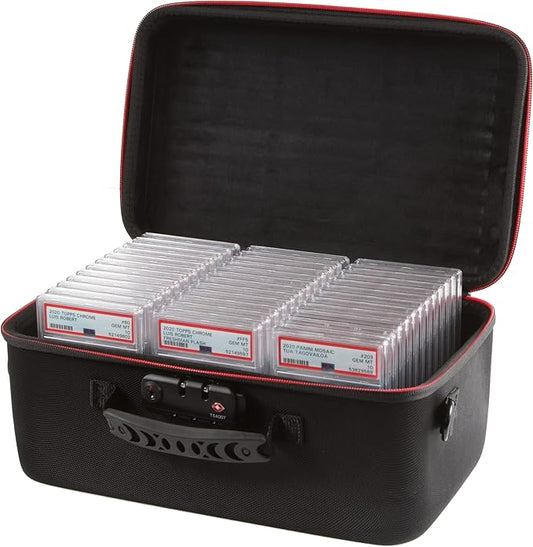 Pro Graded Card Storage Box - Great CSG & PSA Graded Card Case with Zipper Lock - 36 Slot Trading Card Storage Box Fits 36 PSA or CSG Graded Slabs and Graded Cards