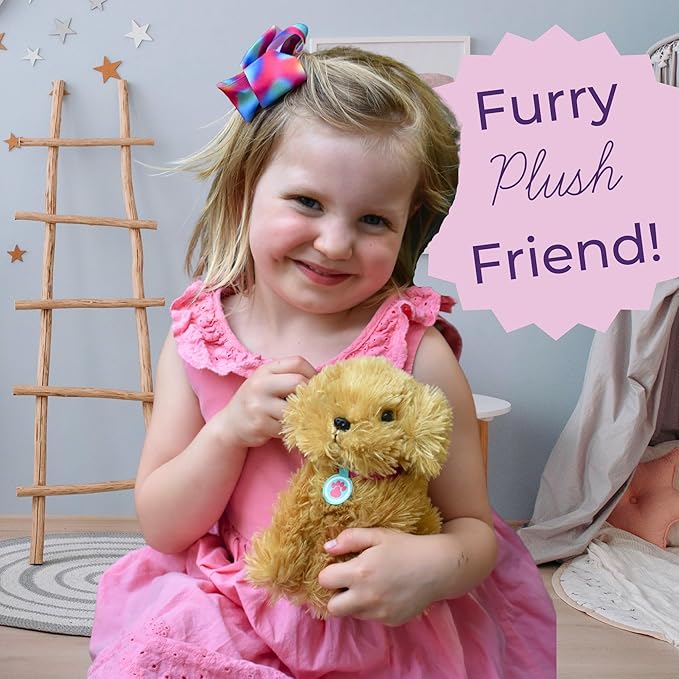 Sophia's 18" Doll 8 pc. Golden Brown Plush Puppy Dog, Carrier, and Accessories Set