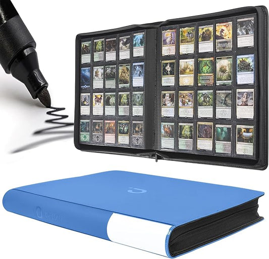 Premium 2000 Pocket Card Binder - 20 Pocket Trading Card Binder with Sleeves Fits 2000 Cards, Ringless Card Album for TCG - Model A，Sky Blue