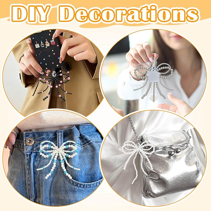 DELELE Pearl Bowknot Shoe Charms: Pearls Bow Sneakers Decorations for Women 2Pcs