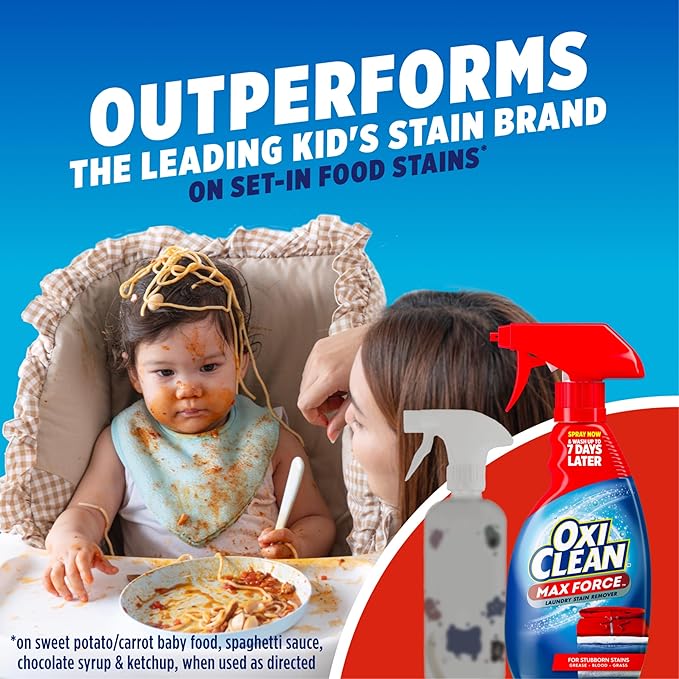 OxiClean Max Force Laundry Stain Remover Spray, Newborn & Baby Essentials, Stain Treater, 12 fl oz, 3-Pack