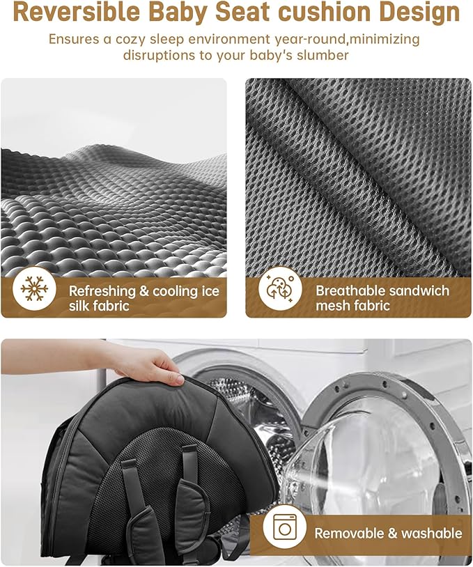 Baby Swing for Infants to Toddler, Electric Baby Swing with Sturdy Shield-Shaped Base, 180° Rotation Portable Infant Swing for Newborn Baby Boy Girl Up to 20 lbs, 5-Speeds & 12 Preset Lullabies, Black