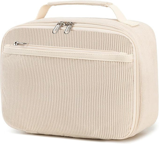 LEDAOU Lunch Bag Kids Insulated Lunch Box Girl Boy Insulated Reusable Lunch Bag for School Picnic Hiking Work (cream-coloured)