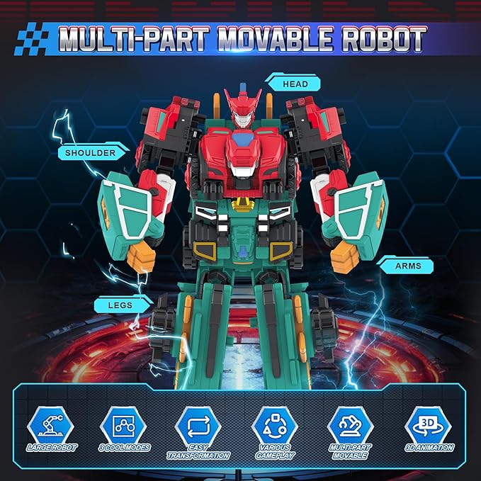 3 in 1 Transformable Robot Raptor Chyron, 11.02 inch, Robot Toy for Kids, Chariot, Dinosaur and Transformable Toy for Boys and Girls 5 6 7 8 9 10 Years Old