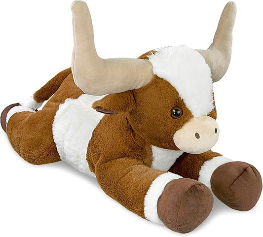 DolliBu Longhorn Plush - Extra Large Super Soft Stuffed Animal Longhorn Toy, Cute Stuffed Doll, Farm Animal Toy Gift for Kids and Adults - 23 Inches