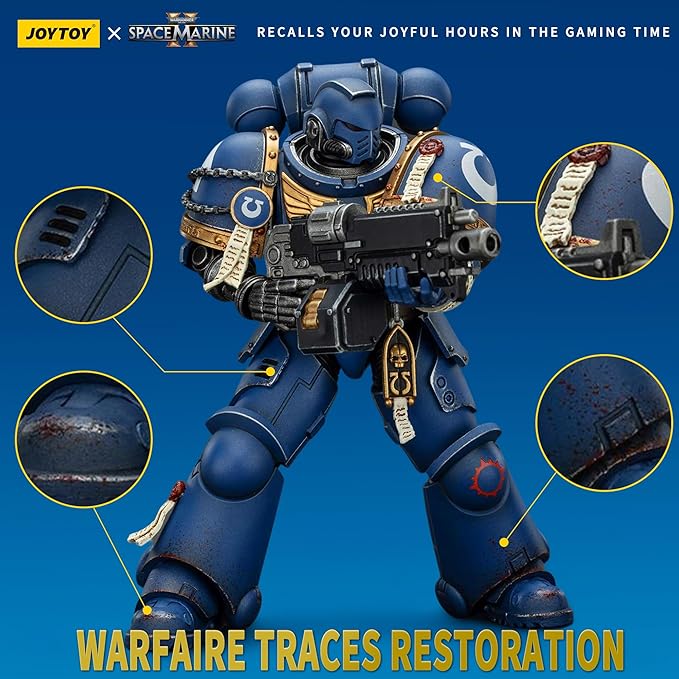 JOYTOY Warhammer 40k Action Figure 1：18 Scale 5.0inch Space Marines Ultramarines Brother Chairon-Collectors Edition Anime Figures for Collectible and Displayable Model