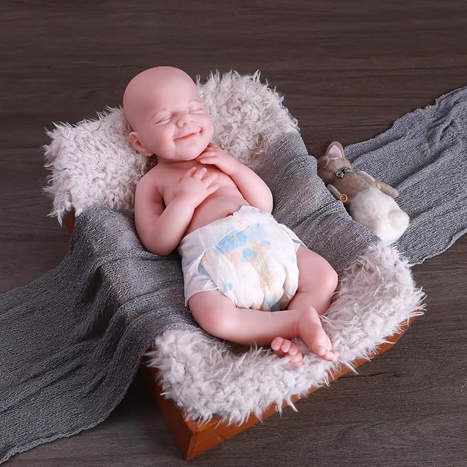 18.5 inch Realistic Full Silicone Baby Doll Can Drink Water, Lifelike Reborn Baby Dolls, Toy, and Collectible Bald Boy (Drinkable Boy)