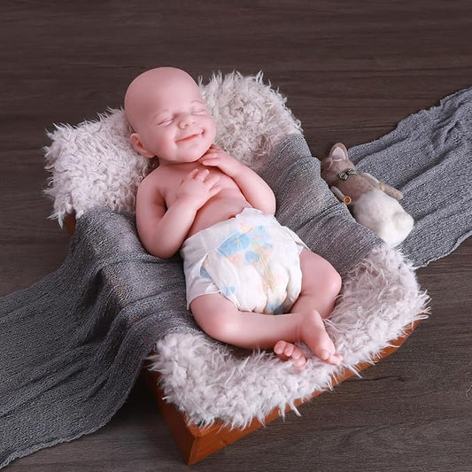 18.5 inch Realistic Full Silicone Baby Doll, Lifelike Reborn Baby Dolls, Toy, and Collectible Bald Boy