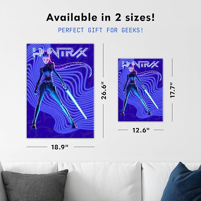 Displate Metal Poster KPop Demon Hunters - Rumi The Neon Cyber-Huntress with Energy Blade - Kpop Merch - Collectible Gift - Premium Decorations Wall Art Decor Gifts Movie Posters - 12.6x17.7 in