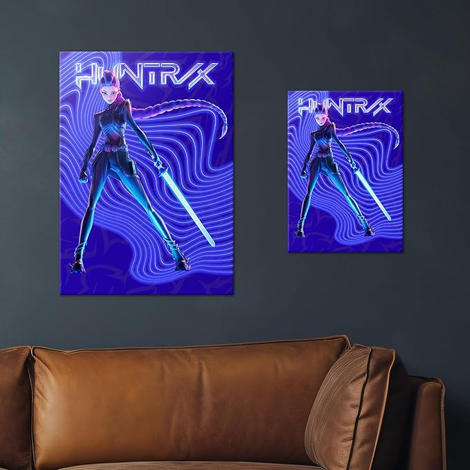 Displate Metal Poster KPop Demon Hunters - Rumi The Neon Cyber-Huntress with Energy Blade - Kpop Merch - Collectible Gift - Premium Decorations Wall Art Decor Gifts Movie Posters - 18.9x26.6 in