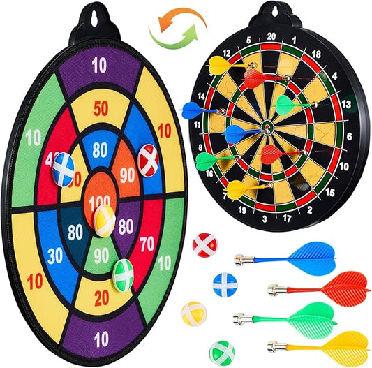 Magnetic Dart Board for Kids-12Magnetic Dart/Sticky Balls Or 2 Toy Gun+40 Foam Dart.Indoor/Outdoor Kids Games and Party Games,Christmas Birthday Gifts Toys for 3-12 Year Old Boys