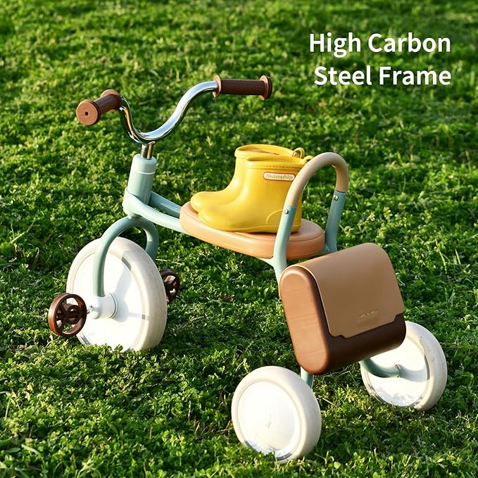 Kidpop Mate Toddler Tricycle Age 2.5-4 Kids First Birthday Gift Toy Bike with Handlebar Grips & Storage for Outdoor Play (Green)