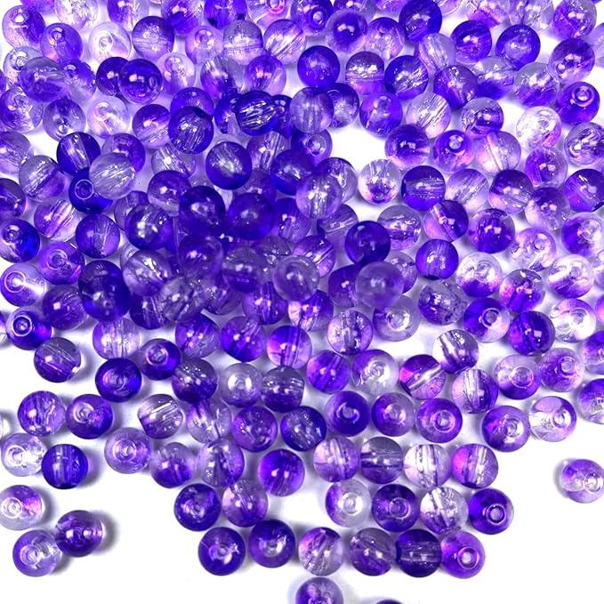 280 PCS Glass Beads, 6mm Round Crackle Crystal Bead for Jewelry Making, Loose Beads for Bracelet Craft Necklace Earring Making Wine Charms Wind Chimes, Purple