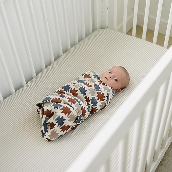 Mebie Baby Western Aztec Muslin Swaddle, Modern and Neutral Swaddle Blanket for Baby Girl or Boy, Soft Baby Blankets, Newborn Swaddle Blanket, 0-3 Month, Comfy Wrap, Baby Essentials & Gifts