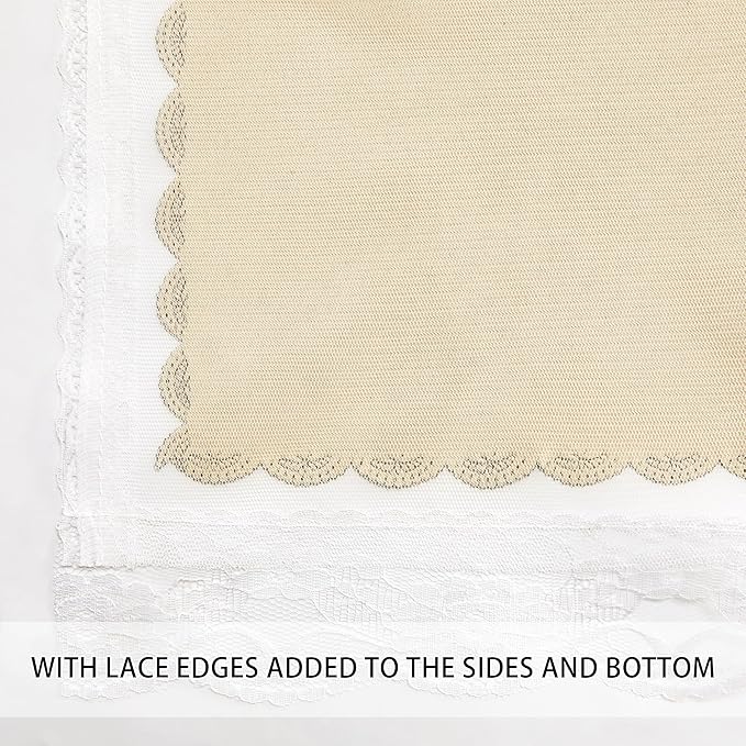 XiDi Beige Curtains with Sheer Overlay for Living Room Bedroom Small Window 2 Panels 80% Blackout Double Layer Star Curtains for Kids Girls Room Darkening Grommet Drapes with Tiebacks W34 X L45