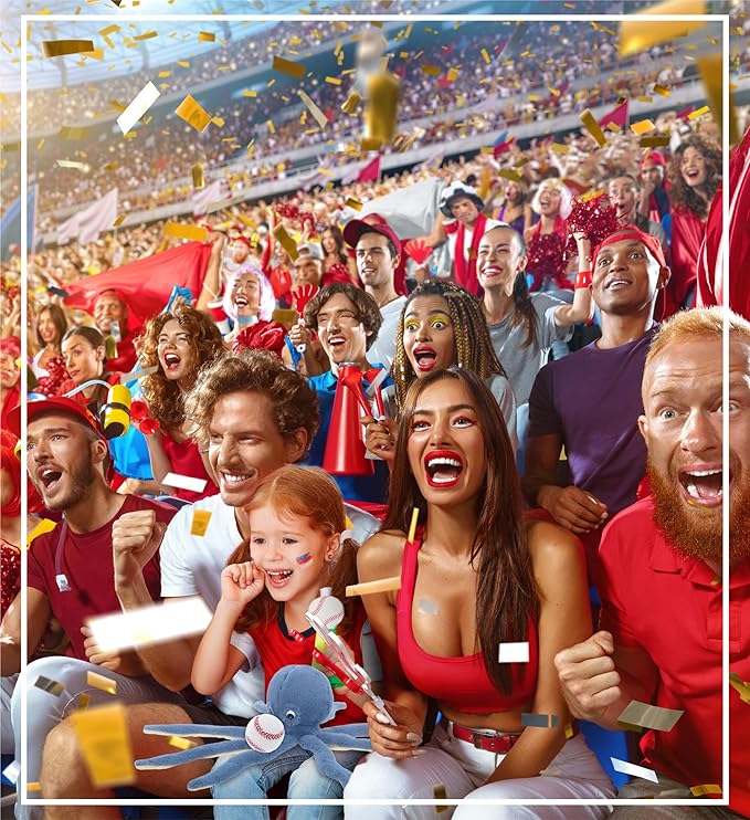 DolliBu Blue Octopus Stuffed Animal with Baseball Plush – Soft & Huggable 15-Inch Ocean Toy with Name Personalization for Kids & Adults