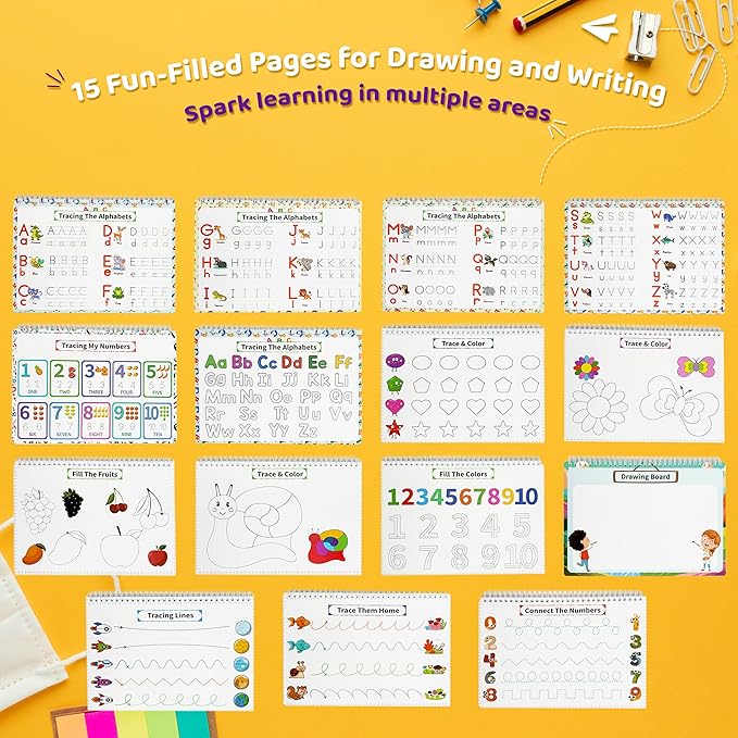 GemPrime Busy Book for Toddlers, Montessori Preschool Learning Activities, 15 Themes, Tracing & Coloring Pages for Kids Ages 3+, Sensory Educational Toys for Autism - Perfect Christmas & Birthday Gift