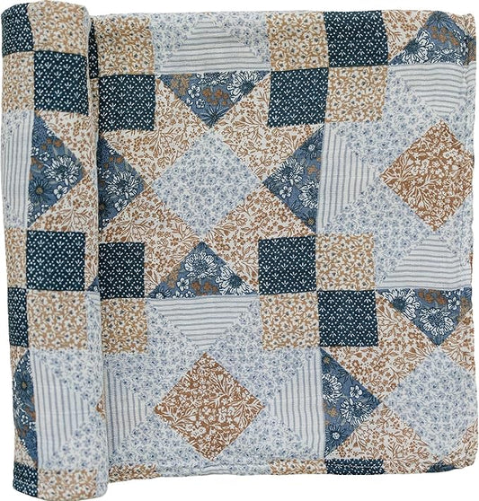 Mebie Baby Patchwork Print Muslin Swaddle, Modern and Neutral Swaddle Blanket for Baby Girl or Boy, Soft Baby Blankets, 0-3 Month, Comfy Wrap, Baby Essentials & Gifts