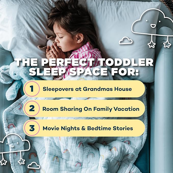 SlumberPod SlumberTot Inflatable Toddler Travel Bed - Portable Kids Air Mattress with Safety Bumpers - Perfectly Sized Ideal for Travel or Home Use - Includes Electric Pump