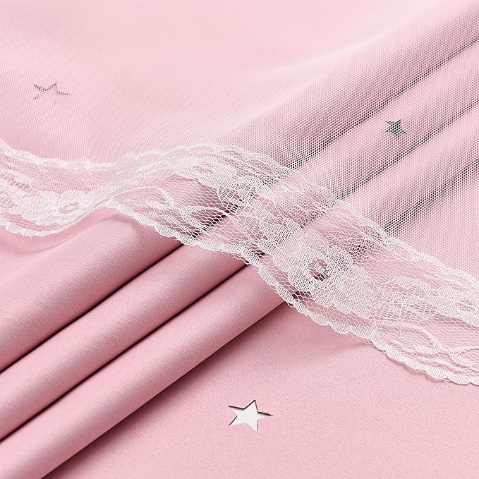 XiDi Baby Pink Blackout Curtains - Bedroom Window Treatment Curtains Thermal Insulated Room Darkening Drapes for Living Room Kitchen Grommet Top Light Blocking Drapery, 52 x 45 Inches Long, 2 Panels