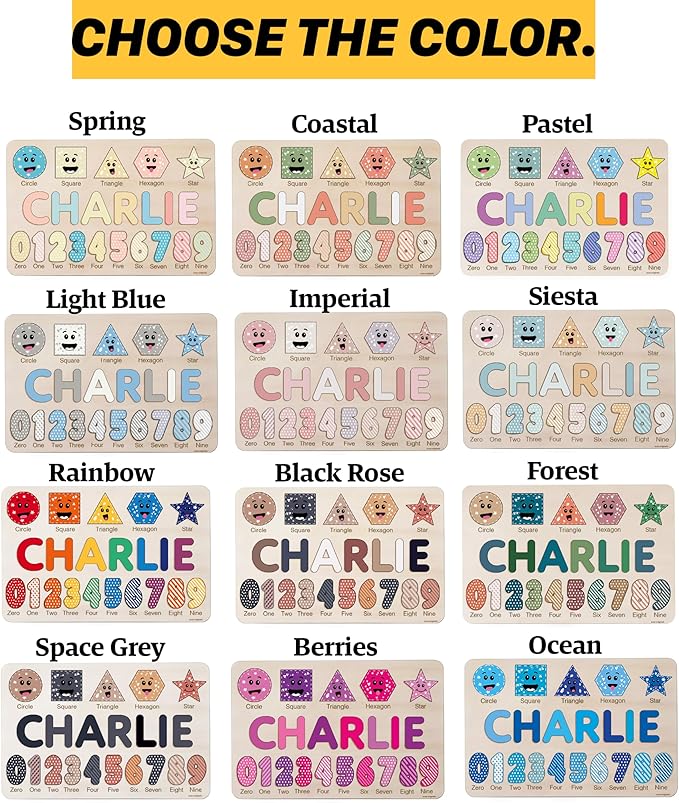 Puzzles for Toddlers Boy and Girl, Personalized Name Puzzle, 12 Month Toy, Gifts for 0 1 2 3 Years Old, Baby Gifts, Baby Shower, Christmas, New Babies Gift, 0 3 6 9 12 18 24 36 Months