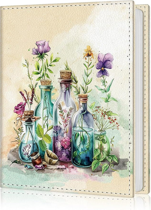Photo Album 4x6, 56 Pockets Small Picture Book Bottle Flowers Floral, Personalized Large Capacity Mini PU Leather Picture Album Gift for Family Graduation Wedding Travel
