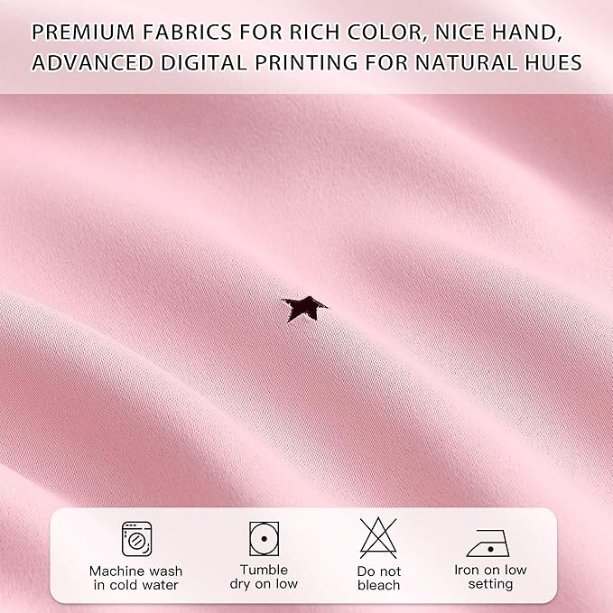 XiDi Star Blackout Curtains for Bedroom 72 Inch Length 2 Panels Pink Curtains with Sheer Overlay for Girls Kids Privacy Thermal Insulated Rod Pocket Window Curtains for Patio French Door W52 x L72
