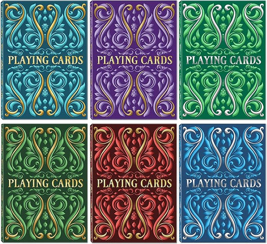 Playing Cards 24 Pack, Decks of Cards, Poker Size Standard Index Deck in 6 Unique Colors, Playing Cards Bulk for Family Game Night, Blackjack, Pinochle, Canasta, Party Supplies Travel Card Games (24)